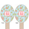 Blue Paisley Wooden Food Pick - Oval - Double Sided - Front & Back