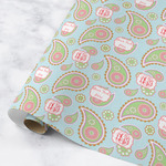 Blue Paisley Wrapping Paper Roll - Medium - Matte (Personalized)