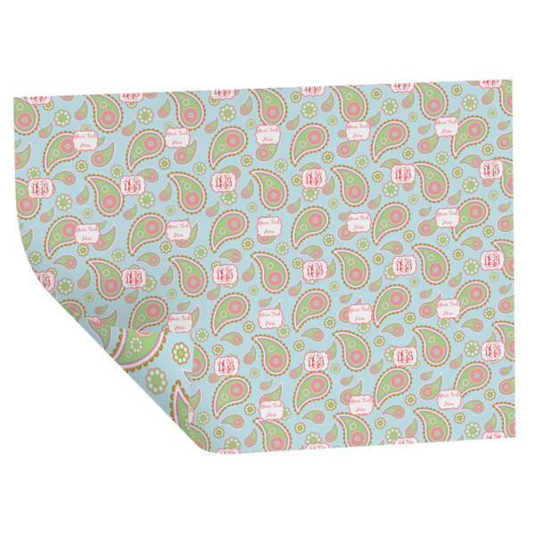 Custom Blue Paisley Wrapping Paper Sheets - Double-Sided - 20" x 28" (Personalized)