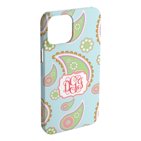 Custom Blue Paisley iPhone Case - Plastic - iPhone 15 Plus (Personalized)