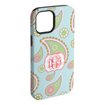 Blue Paisley iPhone Case - Rubber Lined - iPhone 15 Plus (Personalized)