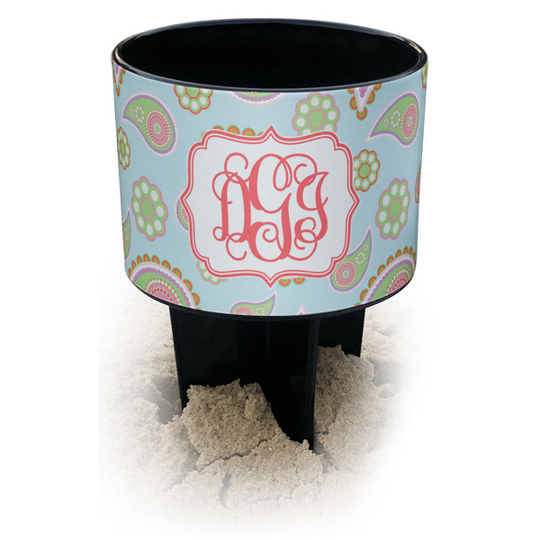 Custom Blue Paisley Black Beach Spiker Drink Holder (Personalized)