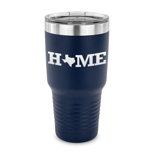 Custom Home State 30 oz Stainless Steel Tumbler - Navy - Single Sided (Personalized)