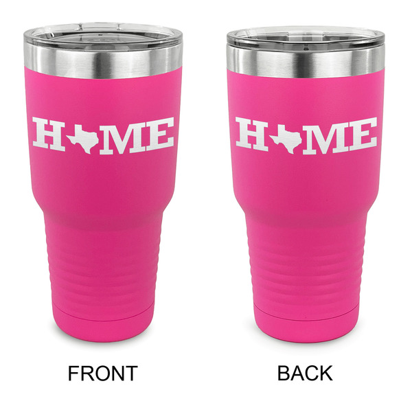 Custom Home State 30 oz Stainless Steel Tumbler - Pink - Double Sided (Personalized)