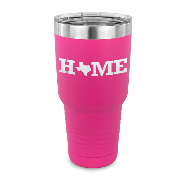 Custom Home State 30 oz Stainless Steel Tumbler - Pink - Single Sided (Personalized)