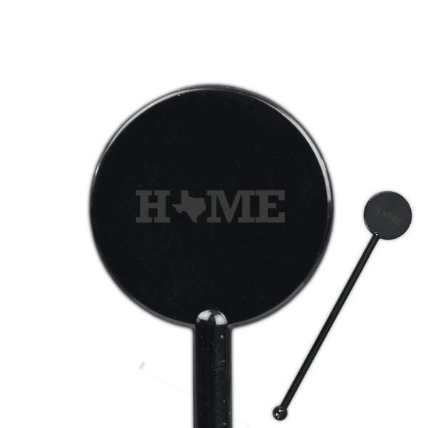 Custom Home State 5.5" Round Plastic Stir Sticks - Black - Double Sided