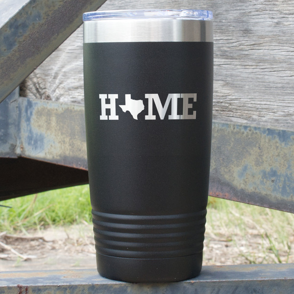 Custom Home State 20 oz Stainless Steel Tumbler - Black - Double Sided (Personalized)