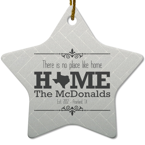 Custom Home State Star Ceramic Ornament w/ Name or Text