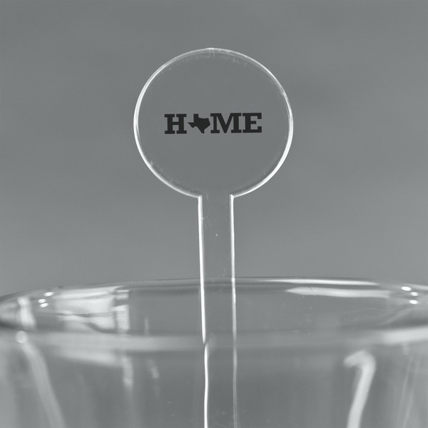 Custom Home State 7" Round Plastic Stir Sticks - Clear