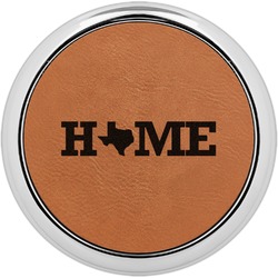 Home State Set of 4 Leatherette Round Coasters w/ Silver Edge (Personalized)