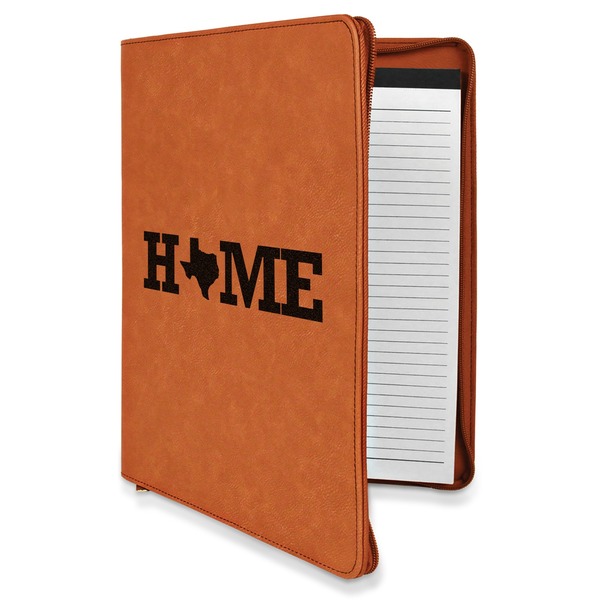 Custom Home State Leatherette Zipper Portfolio with Notepad - Single Sided (Personalized)