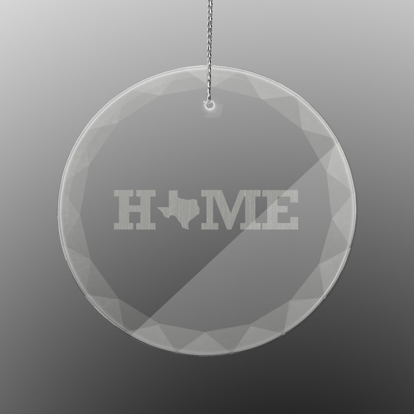 Custom Home State Engraved Glass Ornament - Round (Personalized)