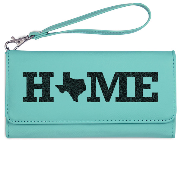 Custom Home State Ladies Leatherette Wallet - Laser Engraved- Teal (Personalized)