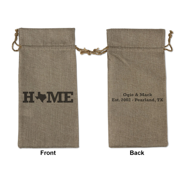 Custom Home State Large Burlap Gift Bag - Front & Back (Personalized)