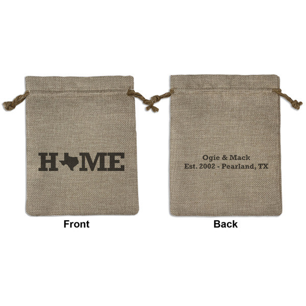 Custom Home State Medium Burlap Gift Bag - Front & Back (Personalized)