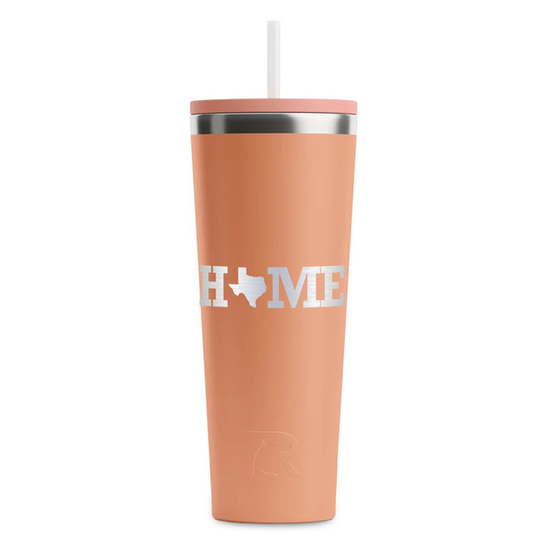 Custom Home State RTIC Everyday Tumbler with Straw - 28oz - Peach - Single-Sided (Personalized)