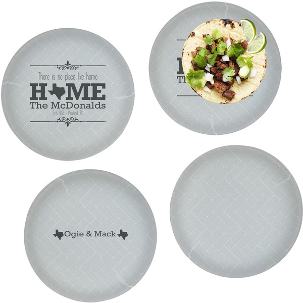 Custom Home State Set of 4 Glass Lunch / Dinner Plate 10" (Personalized)