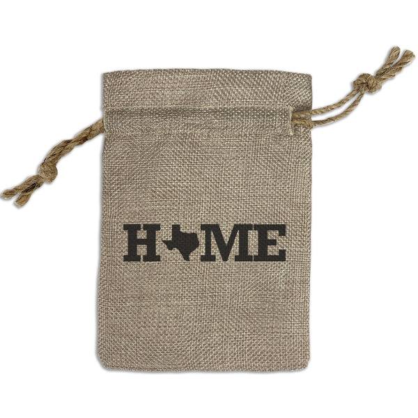 Custom Home State Small Burlap Gift Bag - Front