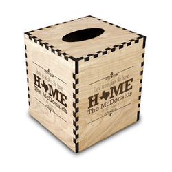 Home State Wood Tissue Box Cover - Square (Personalized)