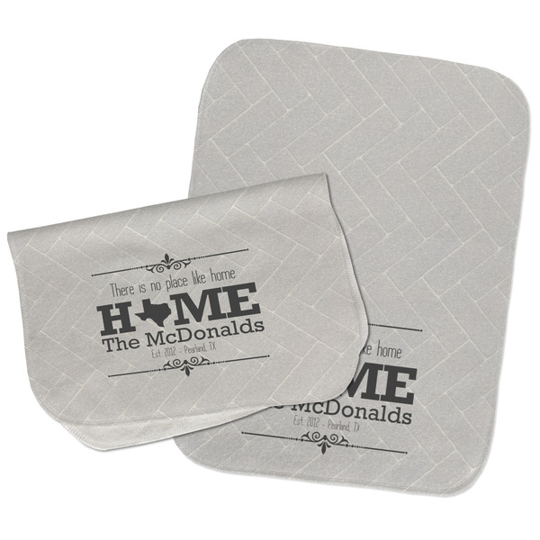 Custom Home State Burp Cloths - Fleece - Set of 2 w/ Name or Text