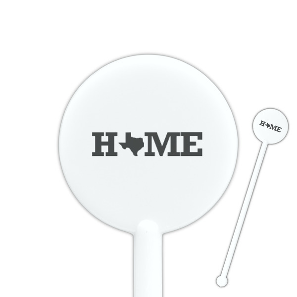 Custom Home State 5.5" Round Plastic Stir Sticks - White - Single Sided