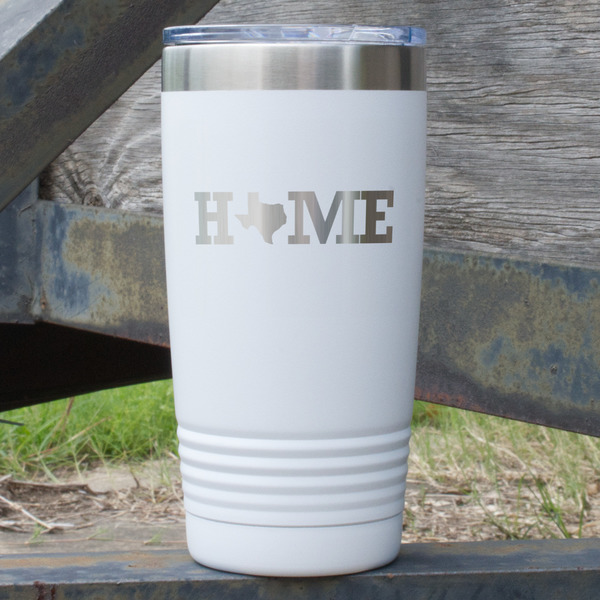 Custom Home State 20 oz Stainless Steel Tumbler - White - Single Sided (Personalized)