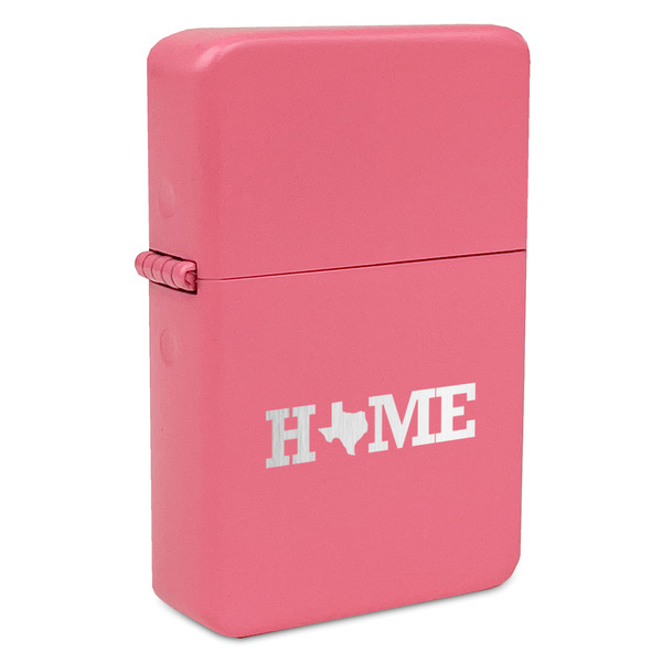 Custom Home State Windproof Lighter - Pink - Double Sided & Lid Engraved (Personalized)