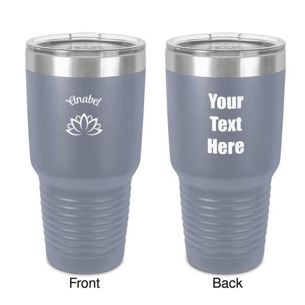 Custom Lotus Flower 30 oz Stainless Steel Tumbler - Grey - Double-Sided (Personalized)