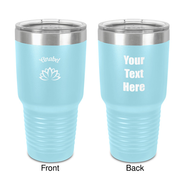 Custom Lotus Flower 30 oz Stainless Steel Tumbler - Teal - Double-Sided (Personalized)