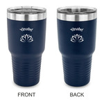 Lotus Flower 30 oz Stainless Steel Tumbler - Navy - Double Sided (Personalized)