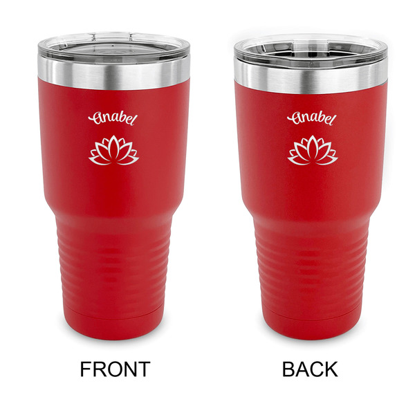 Custom Lotus Flower 30 oz Stainless Steel Tumbler - Red - Double Sided (Personalized)