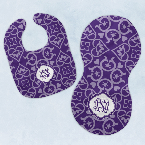 Custom Lotus Flower Baby Bib & Burp Set w/ Monogram