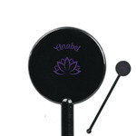 Lotus Flower 5.5" Round Plastic Stir Sticks - Black - Double Sided (Personalized)