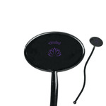 Lotus Flower 7" Oval Plastic Stir Sticks - Black - Double Sided (Personalized)