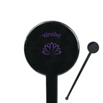 Lotus Flower 7" Round Plastic Stir Sticks - Black - Double Sided (Personalized)