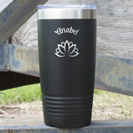 Lotus Flower 20 oz Stainless Steel Tumbler - Black - Single Sided (Personalized)