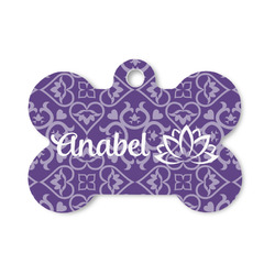 Lotus Flower Bone Shaped Dog ID Tag - Small (Personalized)