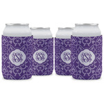 Lotus Flower Can Cooler (12 oz) - Set of 4 w/ Monogram