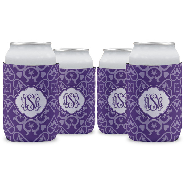 Custom Lotus Flower Can Cooler (12 oz) - Set of 4 w/ Monogram