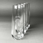 Lotus Flower Champagne Flute - Stemless Engraved - Set of 4 (Personalized)