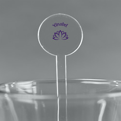 Lotus Flower 7" Round Plastic Stir Sticks - Clear (Personalized)