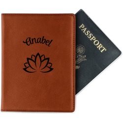 Lotus Flower Passport Holder - Faux Leather - Single Sided (Personalized)