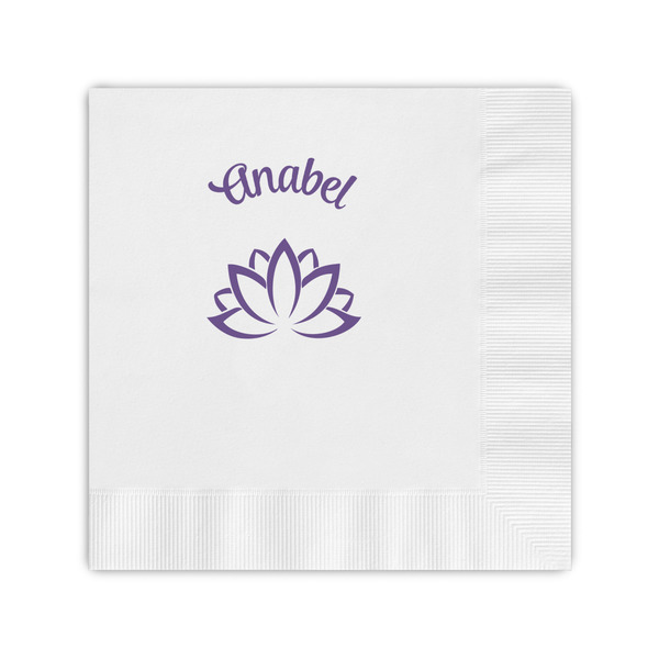 Custom Lotus Flower Coined Cocktail Napkins (Personalized)