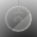 Lotus Flower Engraved Glass Ornament - Round (Personalized)