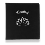 Lotus Flower Leather Binder - 1" - Black (Personalized)