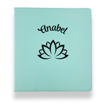 Lotus Flower Leather Binder - 1" - Teal (Personalized)