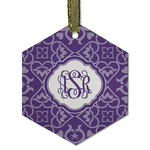 Lotus Flower Flat Glass Ornament - Hexagon w/ Monogram