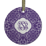 Lotus Flower Flat Glass Ornament - Round w/ Monogram