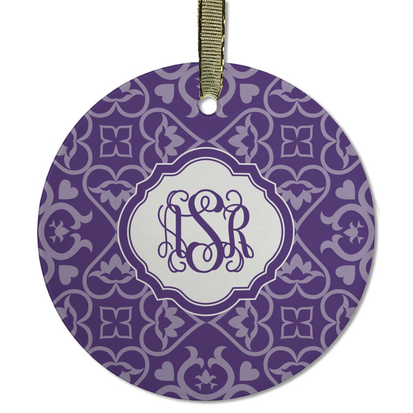 Custom Lotus Flower Flat Glass Ornament - Round w/ Monogram