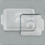 Lotus Flower Set of Glass Baking & Cake Dish - 13in x 9in & 8in x 8in (Personalized)